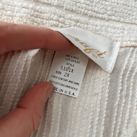 VTG Herbercraft Chenille Housecoat Robe 2X Textured Ivory Oversized Cozycore - Picture 6 of 12